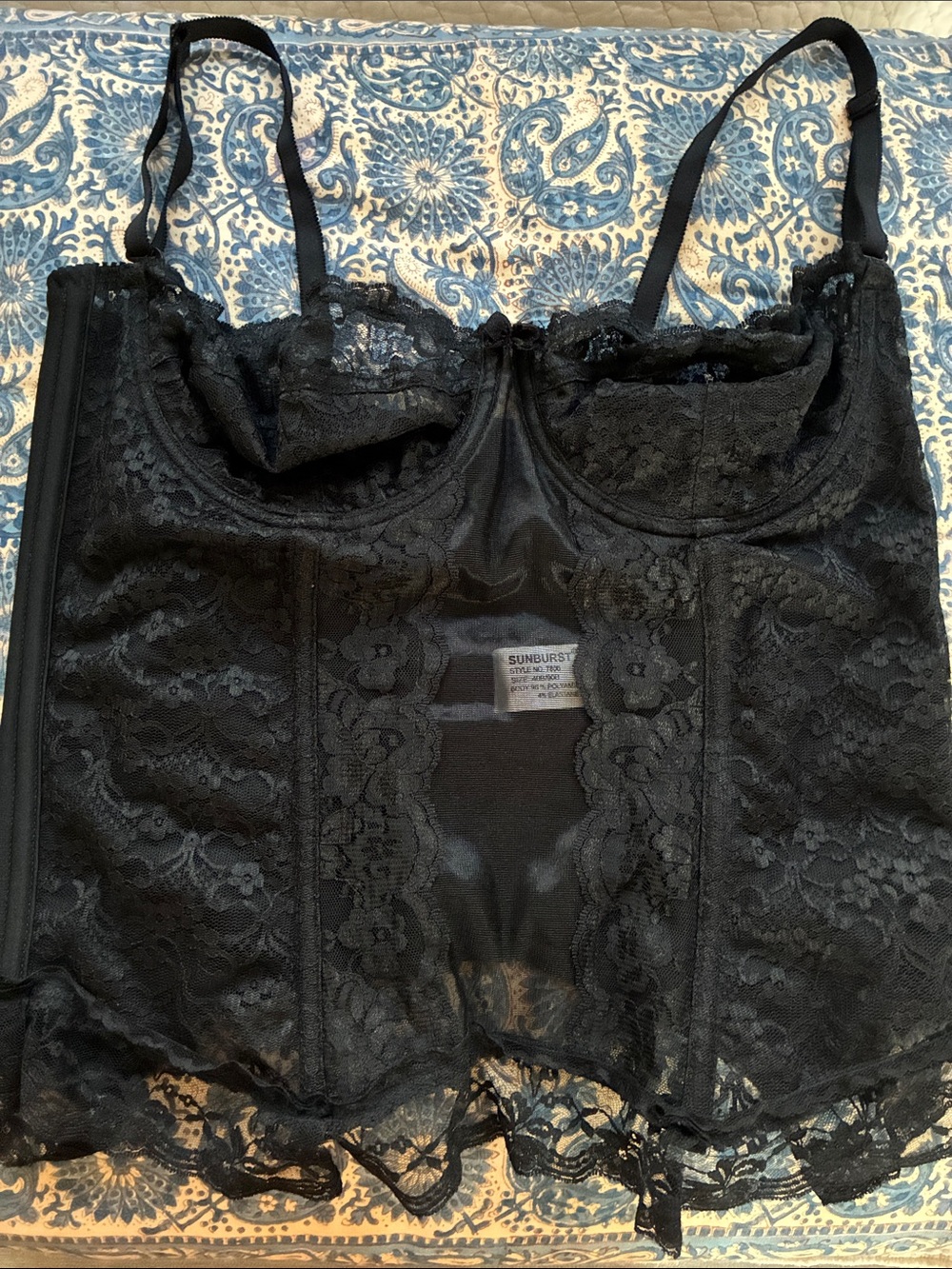Black Lace Bustier Corset Top - Women's Intimates